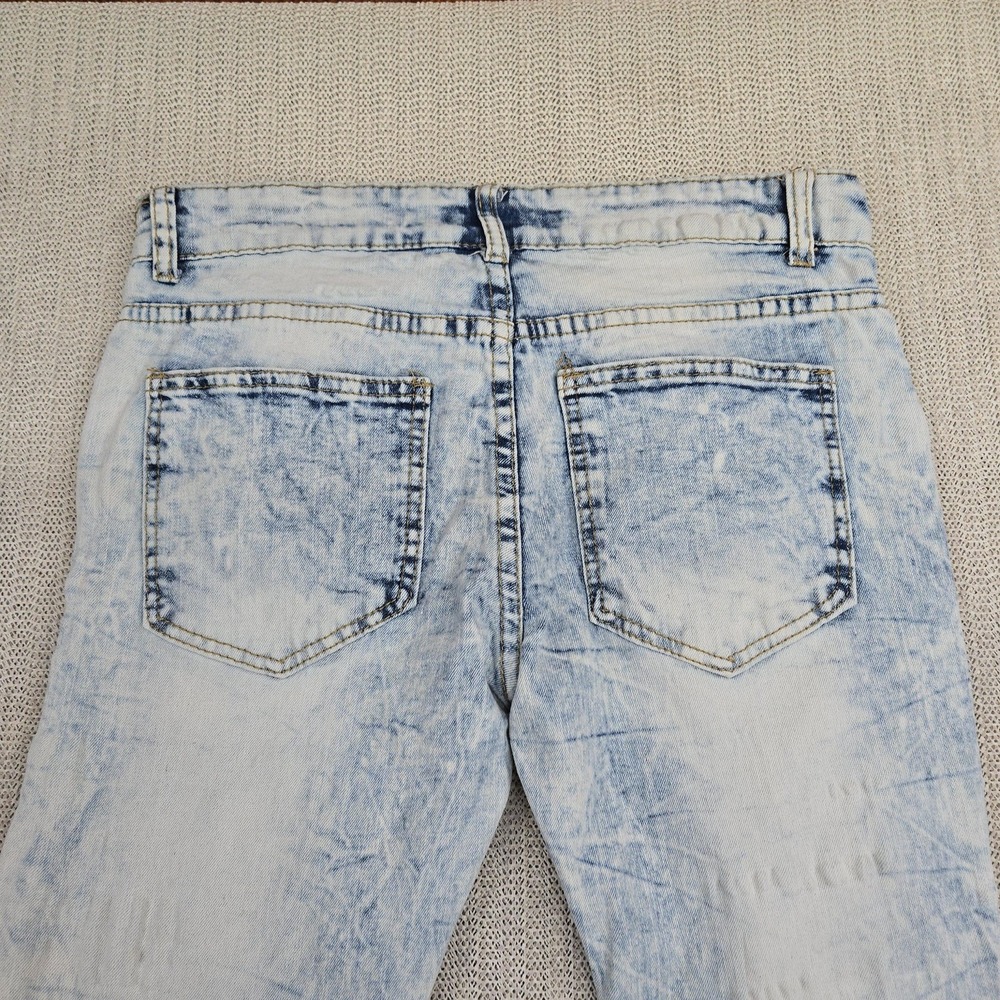 Blue Cult Jeans Boys 16 Light Blue Acid Wash Distressed Ripped Skinny Stretch - Picture 9 of 10